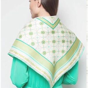 MARELLA Mint Green and Gold Patterned Scarf